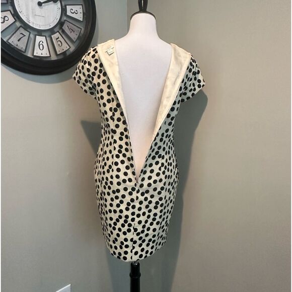 J Crew Cream and Black Polka Dot knee Length Short Sleeve Dress Size 2 - Picture 4 of 11